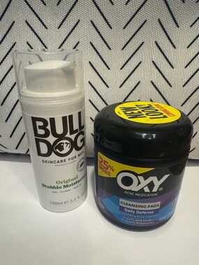 Bull Dog Original Stubble Moisturizer for Men and Oxy Cleansing Pads